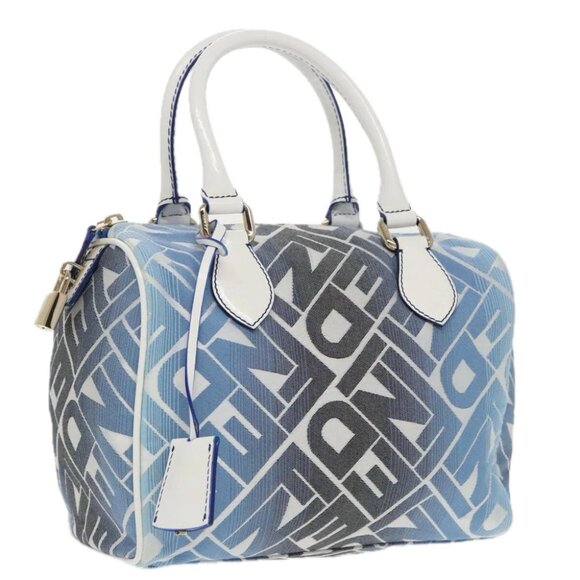 FENDI Zucca Canvas Hand Bag Blue Gold Auth 97002AV - Picture 1 of 15